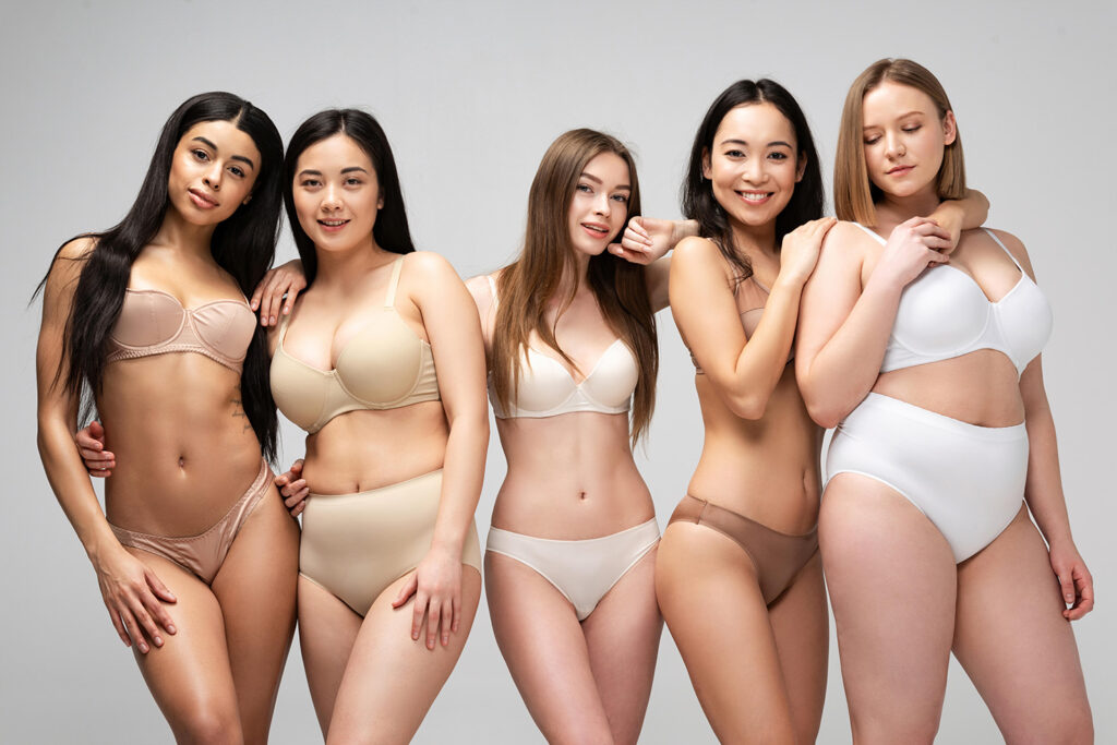 group of women showing off their bodies demonstrating the affects of laser hair removal